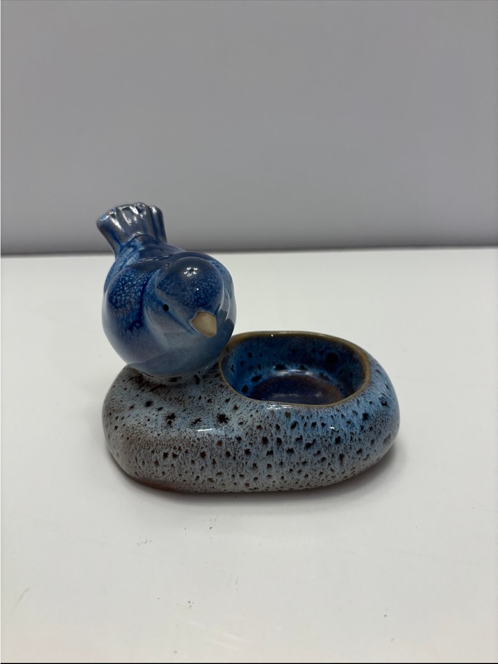 Blue Ceramic Bird Trinket Dish